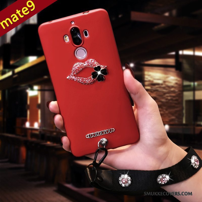 Etui Huawei Mate 9 Mode Rød Telefon, Cover Huawei Mate 9 Blød Hængende Hals
