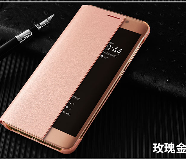 Etui Huawei Mate 9 Pro Beskyttelse Grå Anti-fald, Cover Huawei Mate 9 Pro Læder Vinduer Dyb Farve