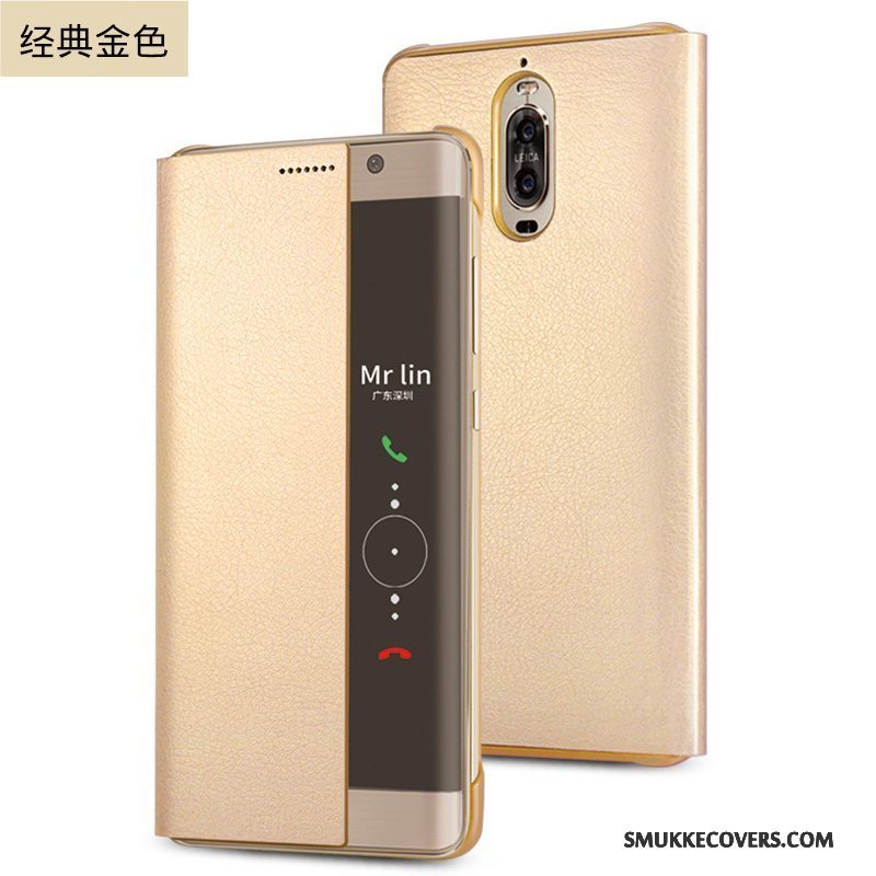 Etui Huawei Mate 9 Pro Læder Telefonanti-fald, Cover Huawei Mate 9 Pro Beskyttelse Guld Business