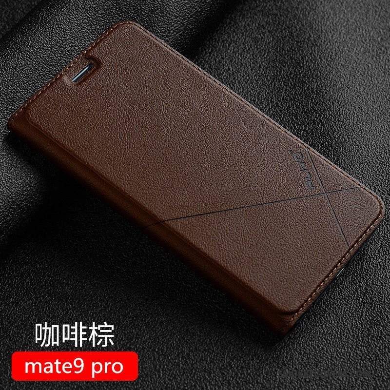 Etui Huawei Mate 9 Pro Læder Telefonsort, Cover Huawei Mate 9 Pro Folio Anti-fald