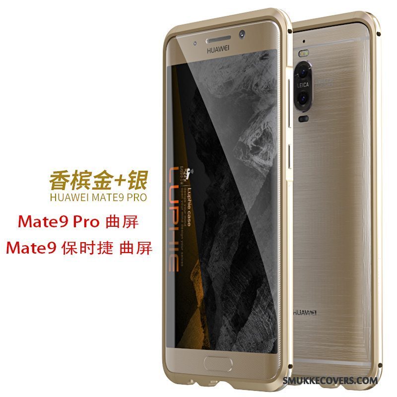 Etui Huawei Mate 9 Pro Metal Telefonramme, Cover Huawei Mate 9 Pro Beskyttelse Guld