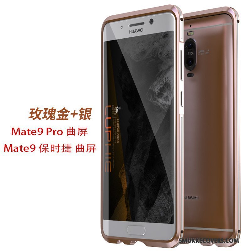 Etui Huawei Mate 9 Pro Metal Telefonramme, Cover Huawei Mate 9 Pro Beskyttelse Guld