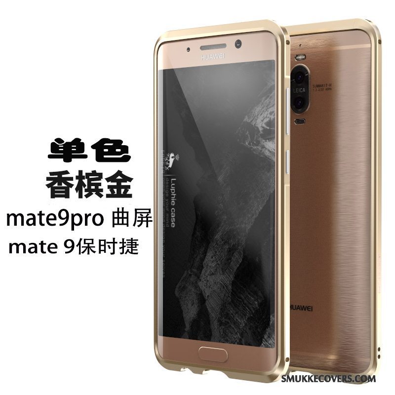 Etui Huawei Mate 9 Pro Metal Telefonramme, Cover Huawei Mate 9 Pro Beskyttelse Guld