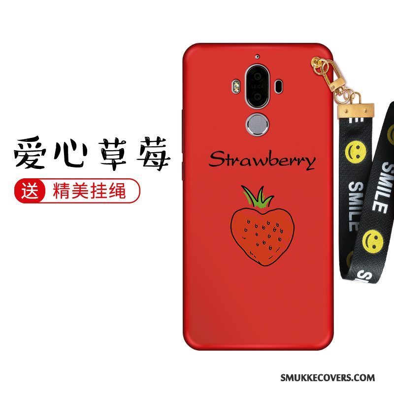 Etui Huawei Mate 9 Silikone Af Personlighed Hængende Ornamenter, Cover Huawei Mate 9 Cartoon Rød Telefon