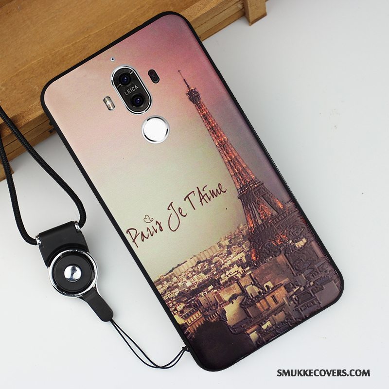 Etui Huawei Mate 9 Silikone Sort Telefon, Cover Huawei Mate 9 Tasker Anti-fald Nubuck