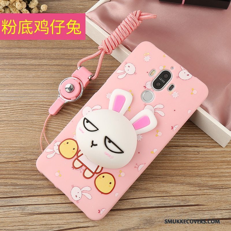 Etui Huawei Mate 9 Silikone Telefonanti-fald, Cover Huawei Mate 9 Cartoon Hængende Ornamenter Lyserød