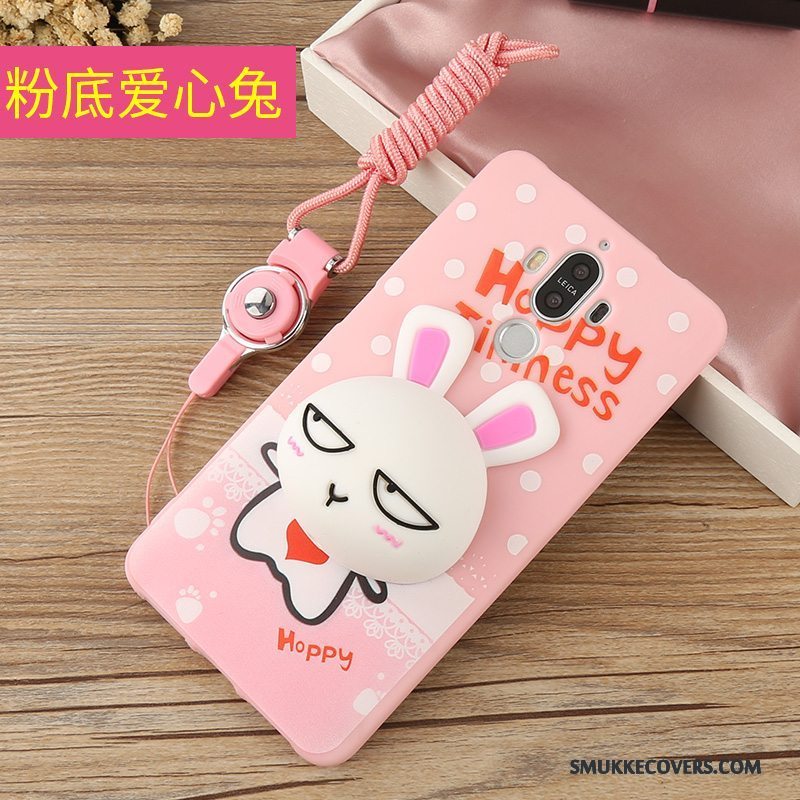 Etui Huawei Mate 9 Silikone Telefonanti-fald, Cover Huawei Mate 9 Cartoon Hængende Ornamenter Lyserød