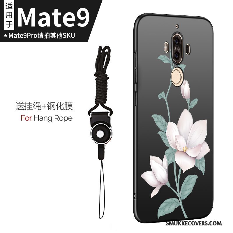 Etui Huawei Mate 9 Silikone Tynd Telefon, Cover Huawei Mate 9 Tasker Sort Hængende Ornamenter