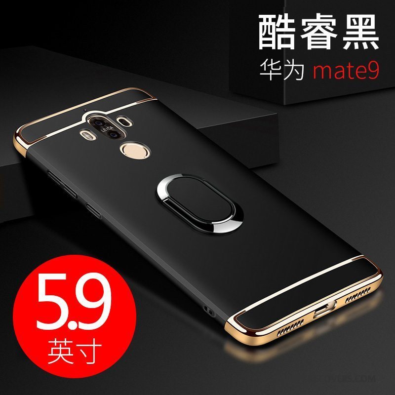 Etui Huawei Mate 9 Support Sort Nubuck, Cover Huawei Mate 9 Beskyttelse Tynd Hård
