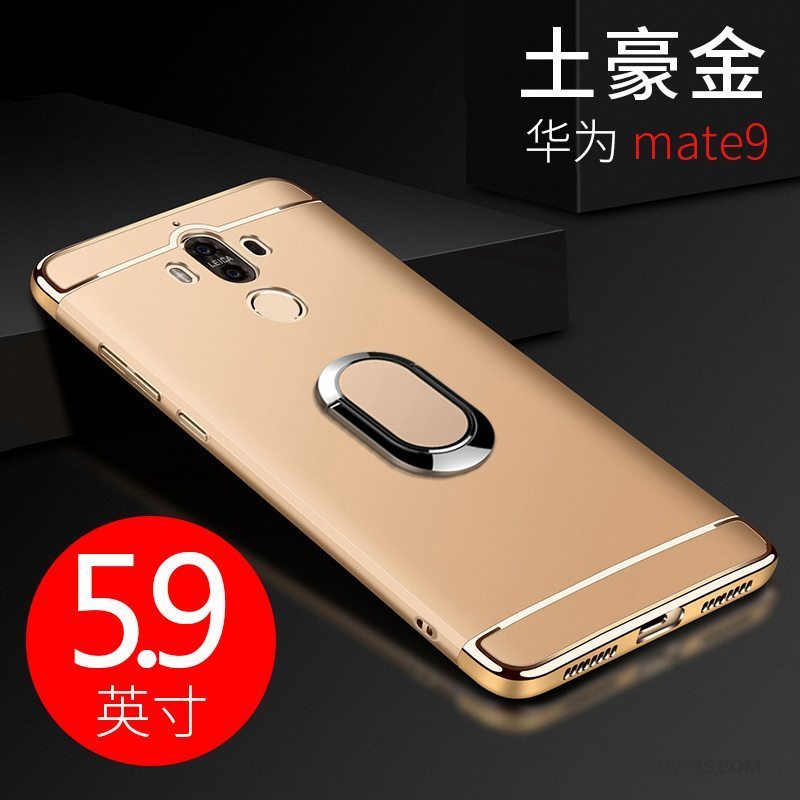 Etui Huawei Mate 9 Support Sort Nubuck, Cover Huawei Mate 9 Beskyttelse Tynd Hård