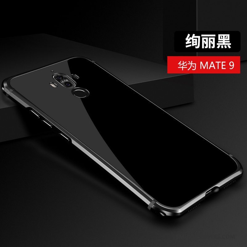 Etui Huawei Mate 9 Tasker Blå Anti-fald, Cover Huawei Mate 9 Metal Ramme Telefon