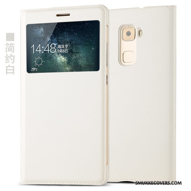 Etui Huawei Mate S Læder Guld Telefon, Cover Huawei Mate S Beskyttelse