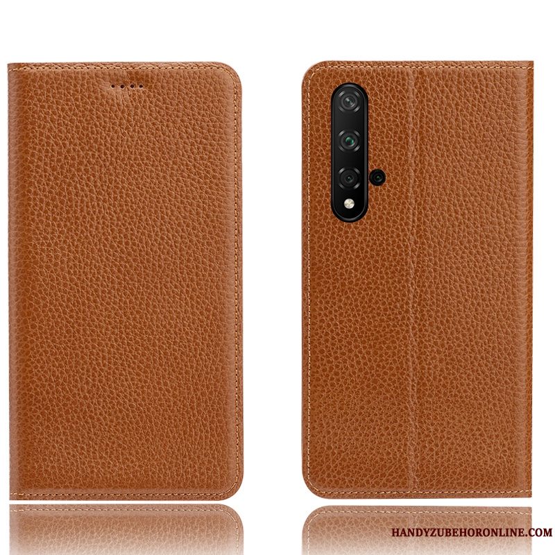 Etui Huawei Nova 5t Beskyttelse Mønster Anti-fald, Cover Huawei Nova 5t Folio Litchi Sort