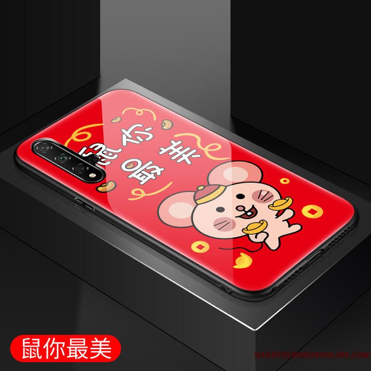 Etui Huawei Nova 5t Cartoon Rød Glas, Cover Huawei Nova 5t Beskyttelse Trend Smuk