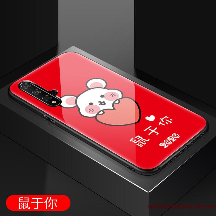 Etui Huawei Nova 5t Cartoon Rød Glas, Cover Huawei Nova 5t Beskyttelse Trend Smuk