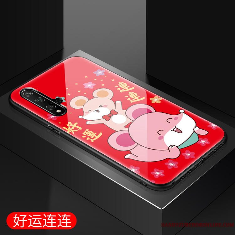 Etui Huawei Nova 5t Cartoon Rød Glas, Cover Huawei Nova 5t Beskyttelse Trend Smuk