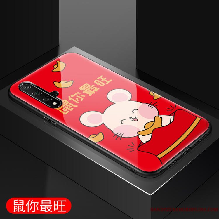 Etui Huawei Nova 5t Cartoon Rød Glas, Cover Huawei Nova 5t Beskyttelse Trend Smuk