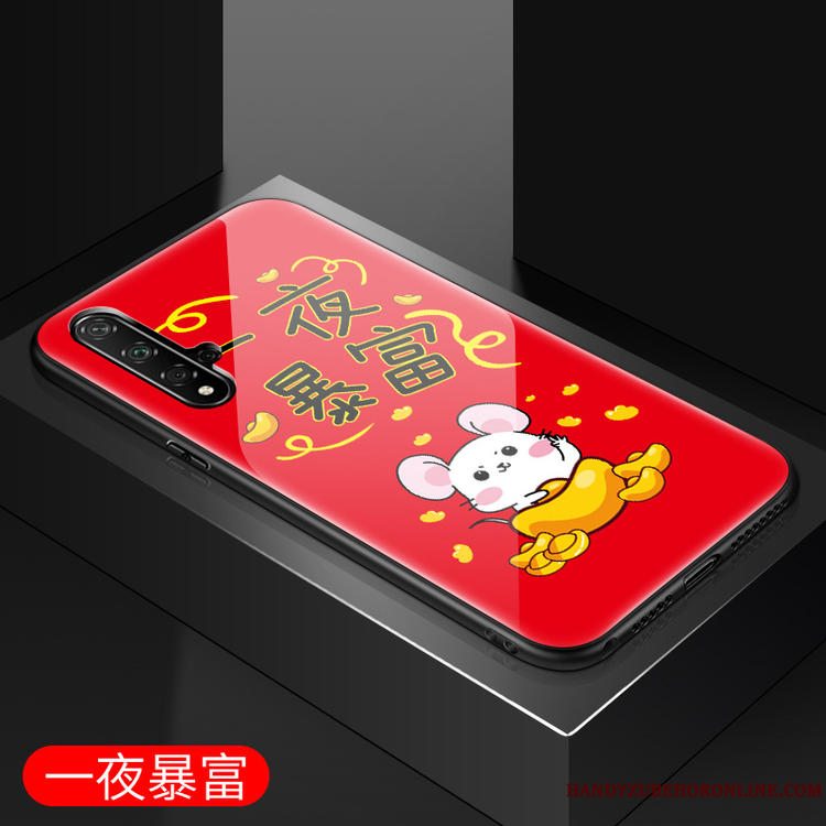 Etui Huawei Nova 5t Cartoon Rød Glas, Cover Huawei Nova 5t Beskyttelse Trend Smuk