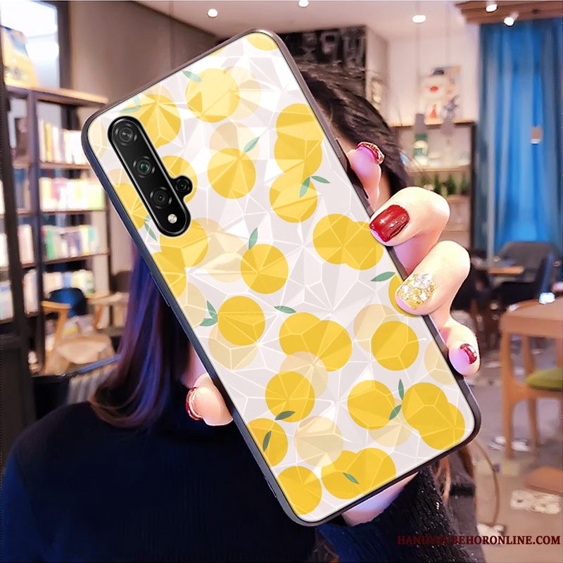 Etui Huawei Nova 5t Grøn Mønster, Cover Huawei Nova 5t Tredimensionale Net Red