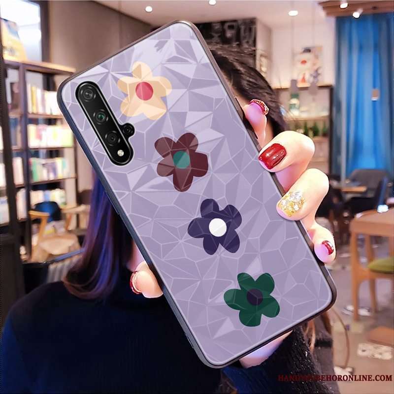 Etui Huawei Nova 5t Grøn Mønster, Cover Huawei Nova 5t Tredimensionale Net Red