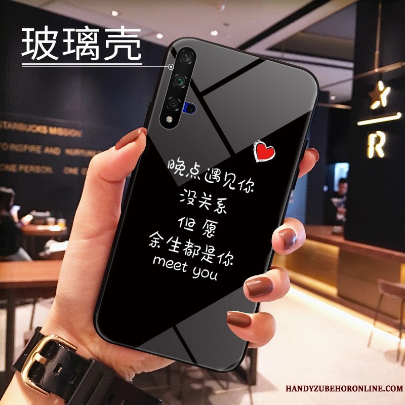 Etui Huawei Nova 5t Mode Hvid Elskeren, Cover Huawei Nova 5t Blød Hærdet Glas Telefon