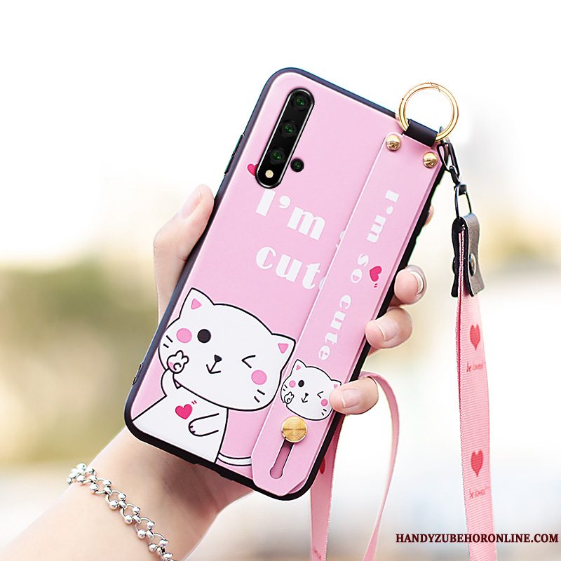 Etui Huawei Nova 5t Silikone Anti-fald Lilla, Cover Huawei Nova 5t Cartoon Telefonhængende Ornamenter