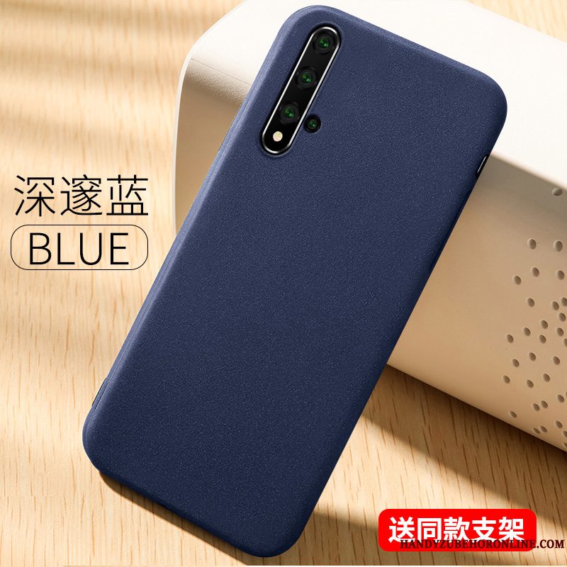 Etui Huawei Nova 5t Silikone Tynd Nubuck, Cover Huawei Nova 5t Tasker Blå Trend