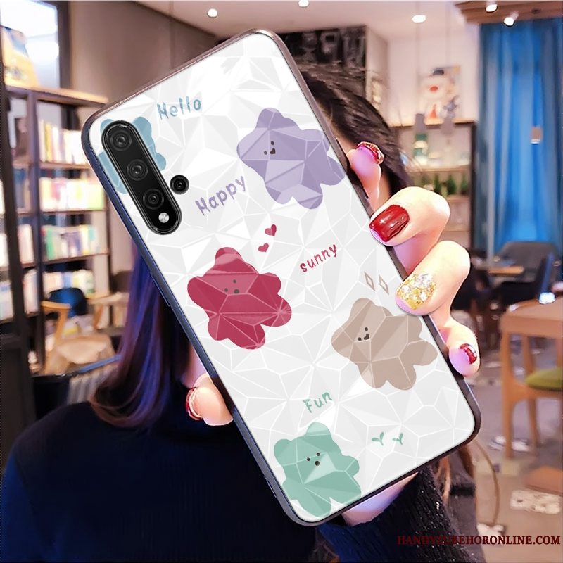 Etui Huawei Nova 5t Tasker Rombe Mønster, Cover Huawei Nova 5t Lyserød Telefon