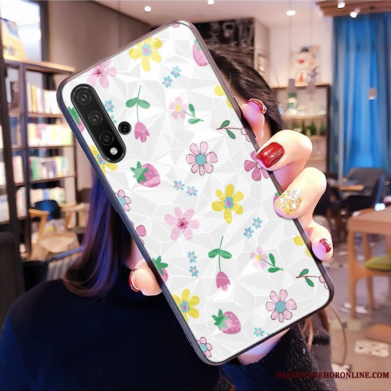 Etui Huawei Nova 5t Tasker Rombe Mønster, Cover Huawei Nova 5t Lyserød Telefon