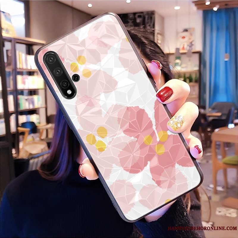 Etui Huawei Nova 5t Tasker Rombe Mønster, Cover Huawei Nova 5t Lyserød Telefon