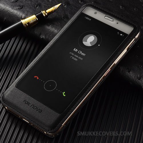 Etui Huawei Nova Beskyttelse Guld Anti-fald, Cover Huawei Nova Læder Telefon