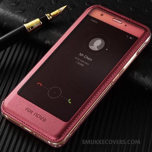 Etui Huawei Nova Beskyttelse Guld Anti-fald, Cover Huawei Nova Læder Telefon