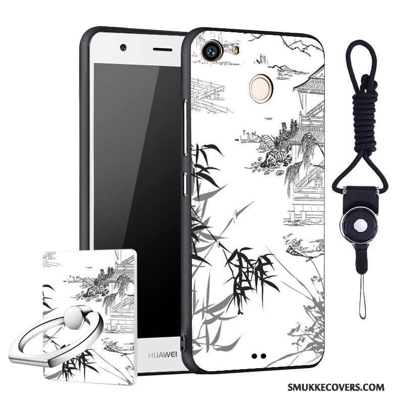 Etui Huawei Nova Beskyttelse Nubuck Trend, Cover Huawei Nova Cartoon Rød Telefon