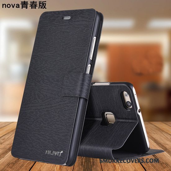 Etui Huawei Nova Beskyttelse Ungdom Mørkeblå, Cover Huawei Nova Læder Anti-fald Telefon