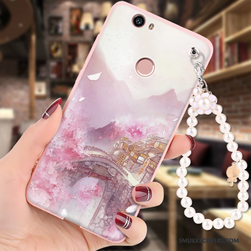 Etui Huawei Nova Blød Anti-fald Telefon, Cover Huawei Nova Cartoon Hængende Ornamenter Lyserød