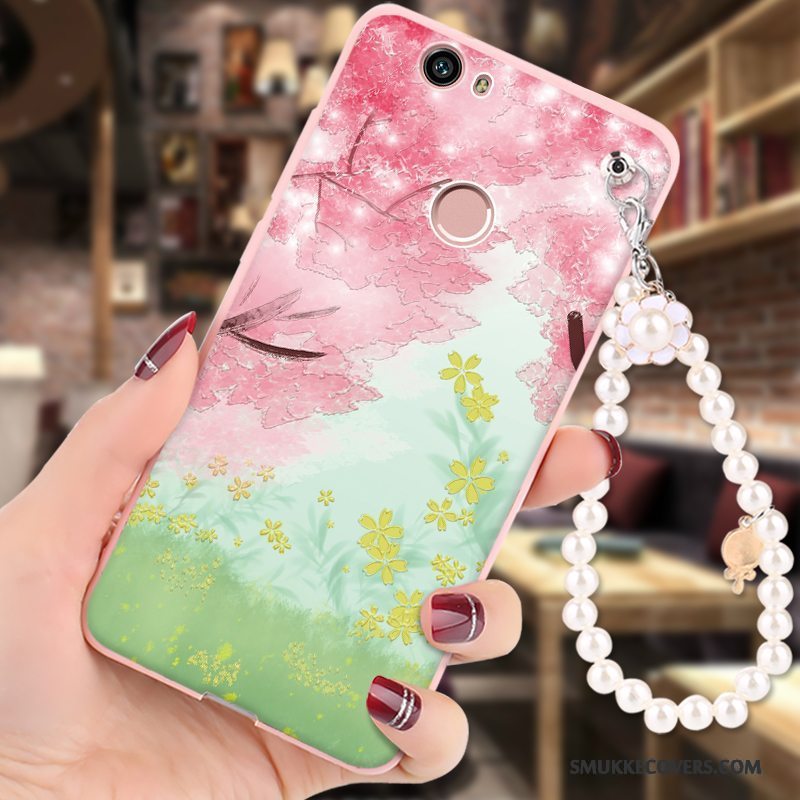 Etui Huawei Nova Blød Anti-fald Telefon, Cover Huawei Nova Cartoon Hængende Ornamenter Lyserød