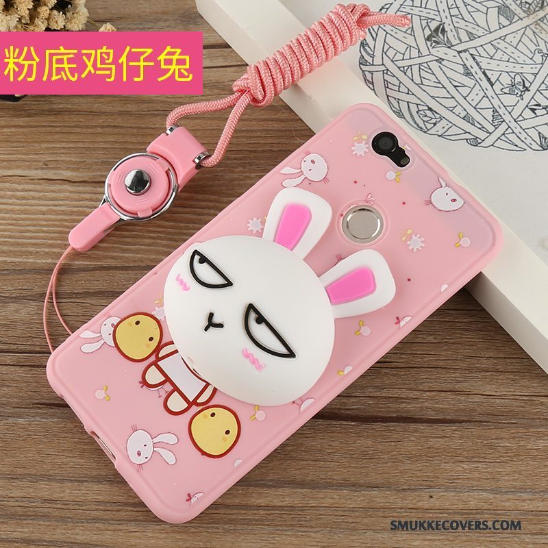 Etui Huawei Nova Cartoon Anti-fald Telefon, Cover Huawei Nova Beskyttelse Lyserød Hængende Ornamenter