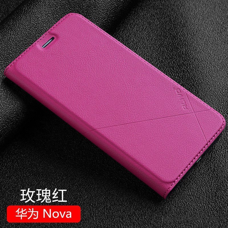 Etui Huawei Nova Folio Telefonsort, Cover Huawei Nova Læder Anti-fald Ungdom