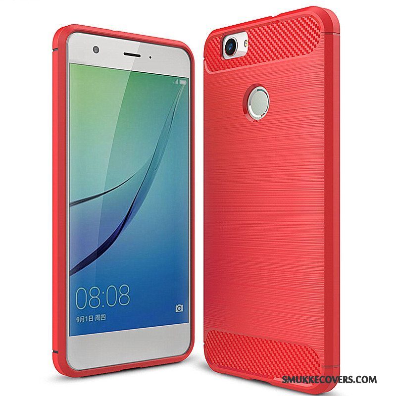 Etui Huawei Nova Silikone Fiber Rød, Cover Huawei Nova Blød Telefon