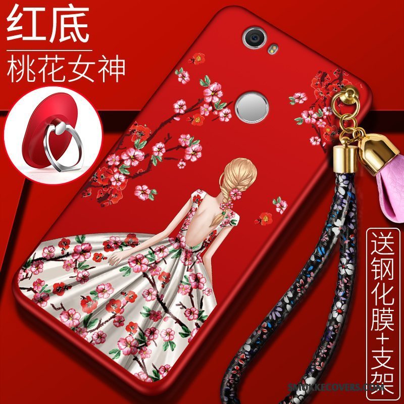 Etui Huawei Nova Silikone Rød Ungdom, Cover Huawei Nova Beskyttelse Nubuck Anti-fald