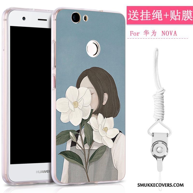 Etui Huawei Nova Tasker Smuk Anti-fald, Cover Huawei Nova Relief Gul Hængende Ornamenter