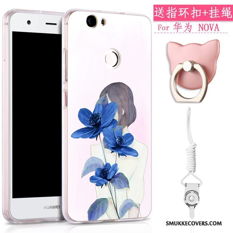 Etui Huawei Nova Tasker Smuk Anti-fald, Cover Huawei Nova Relief Gul Hængende Ornamenter