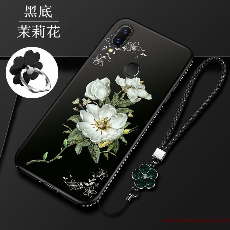 Etui Huawei P Smart 2019 Beskyttelse Anti-fald Nubuck, Cover Huawei P Smart 2019 Silikone Telefonblomster