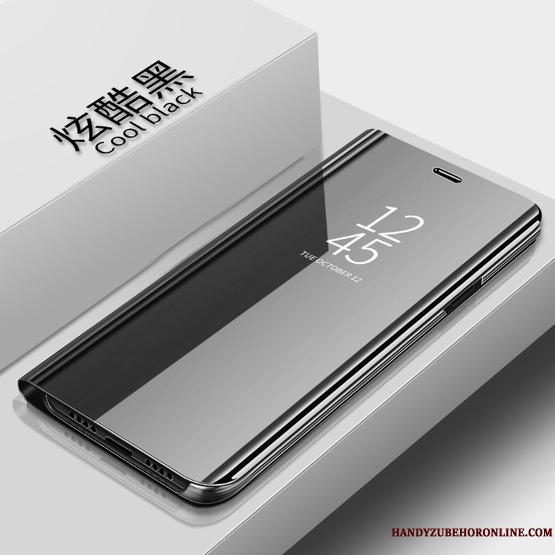 Etui Huawei P Smart 2019 Beskyttelse Gennemsigtig Sølv, Cover Huawei P Smart 2019 Læder Elegante Spejl