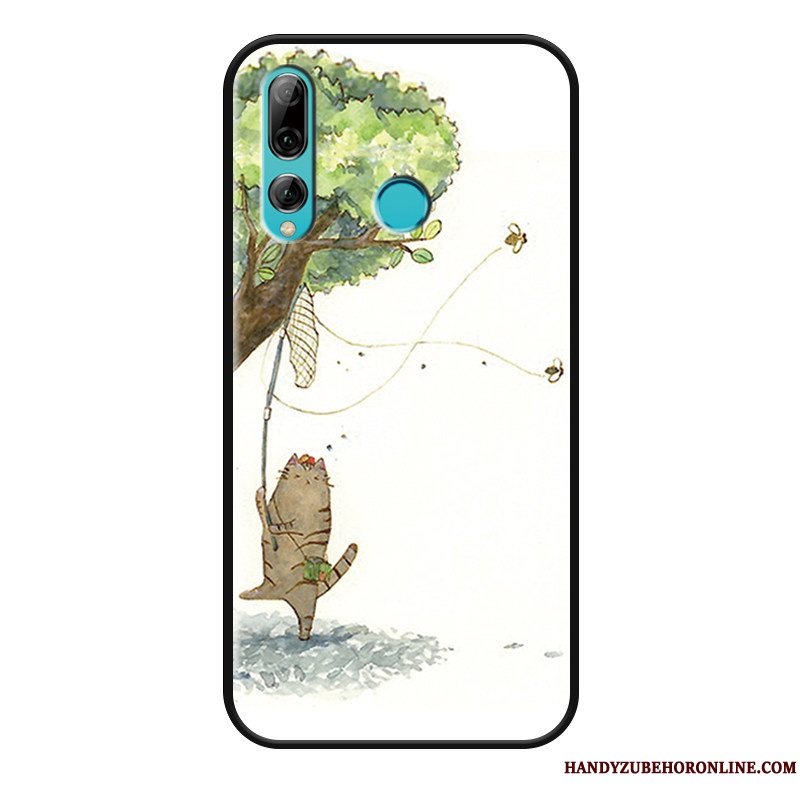 Etui Huawei P Smart+ 2019 Cartoon Cyan Kat, Cover Huawei P Smart+ 2019 Relief Smuk Anti-fald