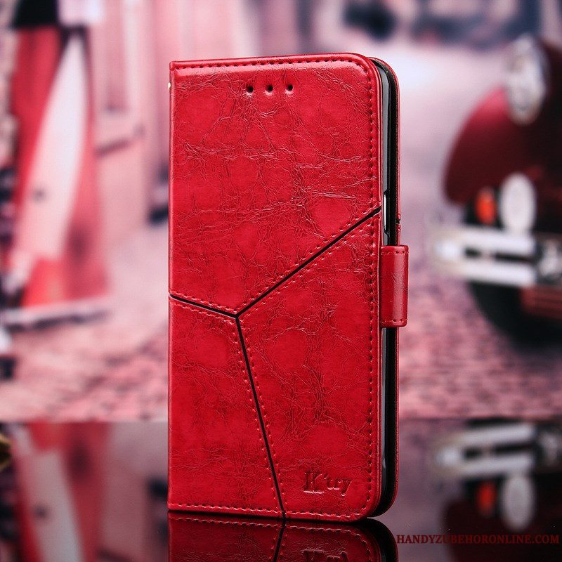 Etui Huawei P Smart 2019 Læder Spænde Rød, Cover Huawei P Smart 2019 Support Telefon