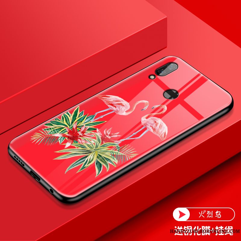 Etui Huawei P Smart 2019 Silikone Anti-fald Net Red, Cover Huawei P Smart 2019 Tasker Glas Af Personlighed