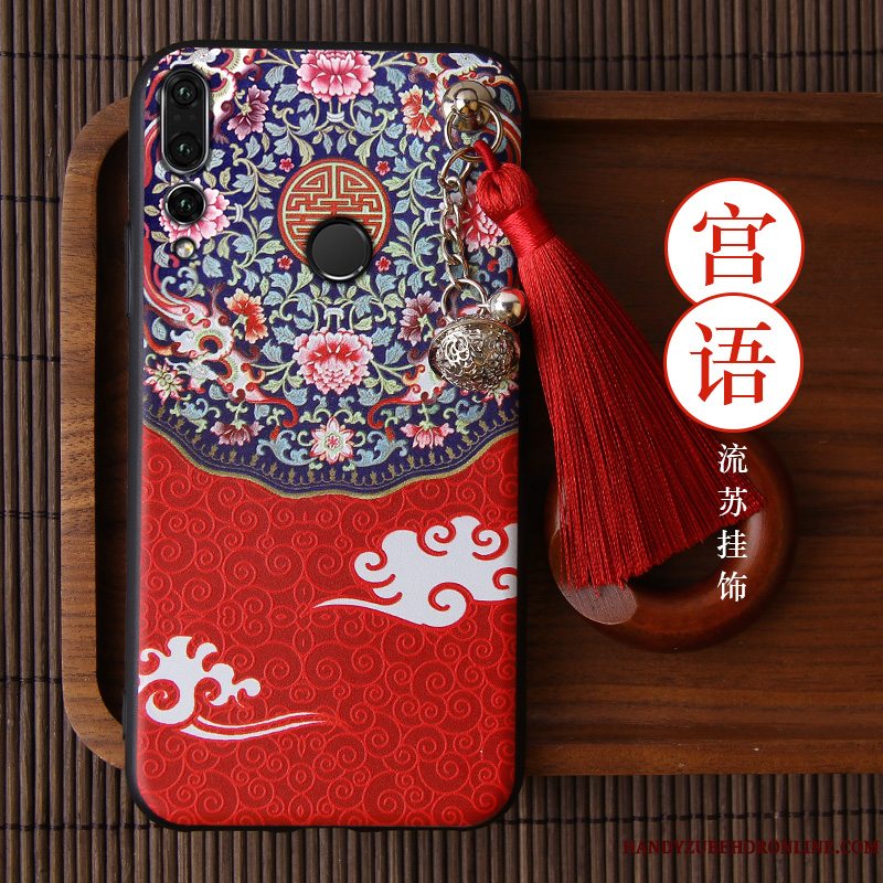 Etui Huawei P Smart+ 2019 Silikone Anti-fald Net Red, Cover Huawei P Smart+ 2019 Tasker Trendy Grøn