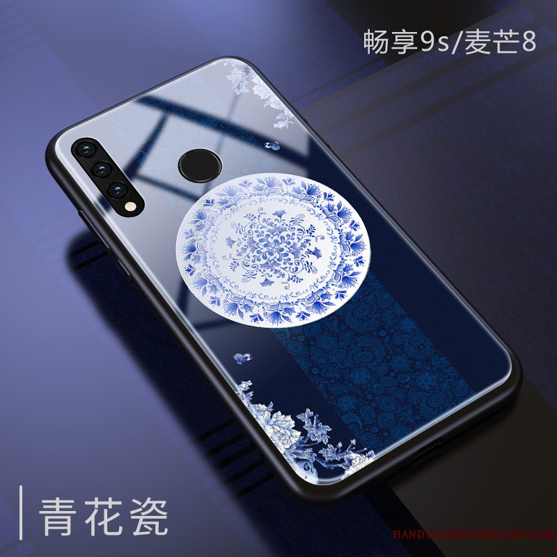 Etui Huawei P Smart+ 2019 Tasker Hærdning Kinesisk Stil, Cover Huawei P Smart+ 2019 Blød Glas Traner