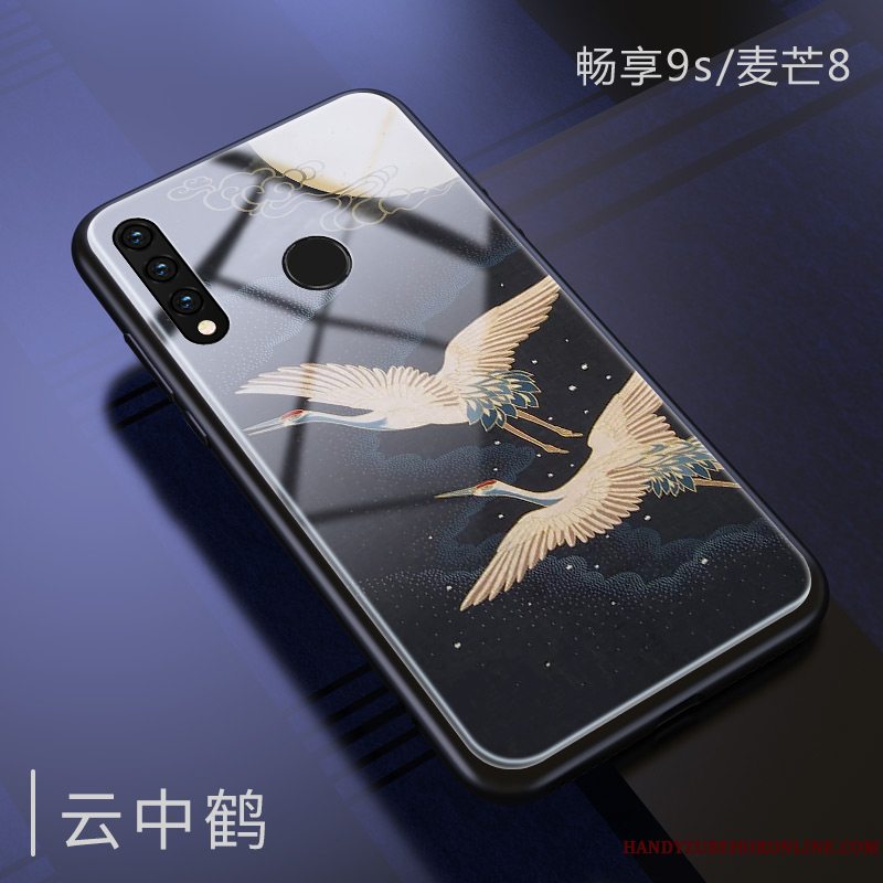 Etui Huawei P Smart+ 2019 Tasker Hærdning Kinesisk Stil, Cover Huawei P Smart+ 2019 Blød Glas Traner